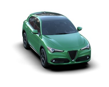 Stüdyo ortamında markasız bir SUV 'un 3 boyutlu çizimi