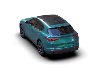 Gri arka planda modern şehir arabası. 3d illüstrasyon