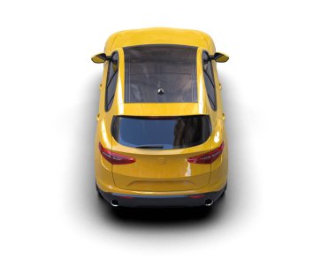 Sarı taksi beyaz arka planda izole edilmiş.