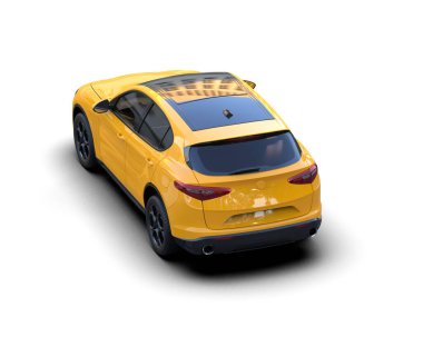 Beyaz arkaplandaki araba, 3 boyutlu illüstrasyon