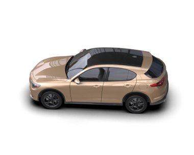 Beyaz arka planda modern lüks SUV arabası. 3d oluşturma