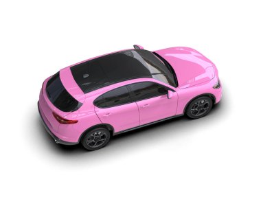 Güzel manzaralı küçük pembe spor araba..