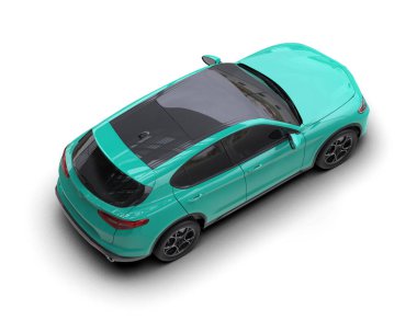 Modern araba beyazda izole edilmiş. 3D görüntüleme - araba