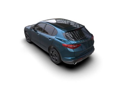 beyaz arkaplandaki modern SUv 3 boyutlu görüntüleme