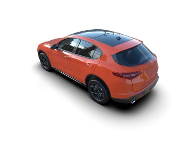 Modern araba beyazda izole edilmiş. 3 Boyutlu Hazırlama