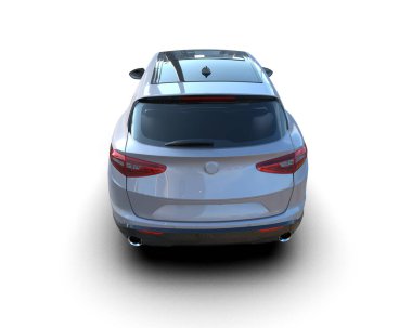 modern şehir arabası gölgeli beyaz arka planda izole edilmiş - yan görünüm