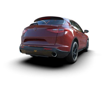 Modern araba beyaz arka planda izole edilmiş. 3d illüstrasyon