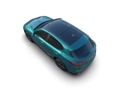 Beyaz arka planda modern bir araba. 3d illüstrasyon.