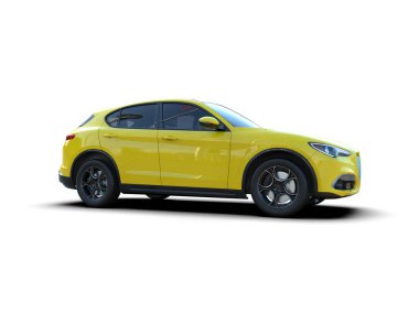 Beyaz arka planda bir araba. 3 Boyutlu Hazırlama