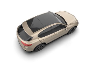 Modern araba arka planda izole edilmiş. 3D görüntüleme - illüstrasyon