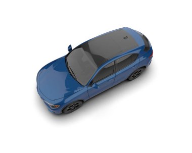 Mavi bir arabanın 3 boyutlu resmi