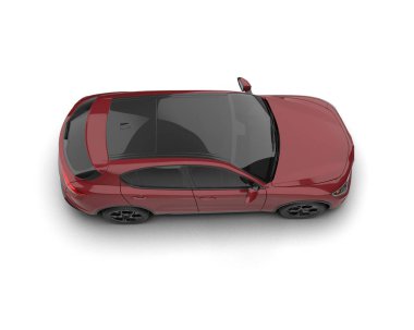 kırmızı araba beyaz arka planda izole edildi. 3 d illüstrasyon
