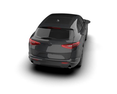 Beyaz arka planda siyah araba, yan görünüm