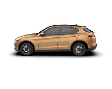 Modern araba beyaz arka planda izole edilmiş. 3d oluşturma