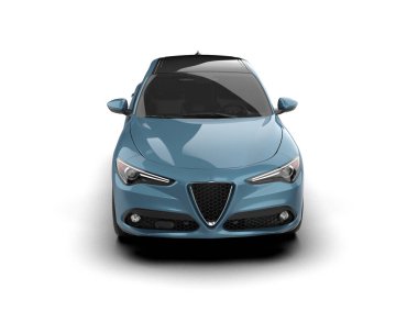 Mavi bir arabanın 3 boyutlu görüntüsü