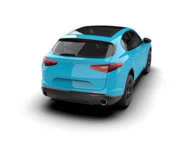 Beyaz arka planda modern bir araba. 3d illüstrasyon.