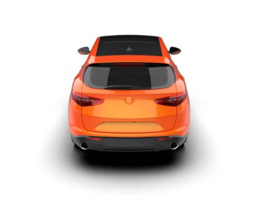 Beyaz arka planda bir araba. 3d resimleme.