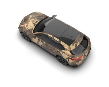 Modern araba arka planda izole edilmiş. 3D görüntüleme - illüstrasyon