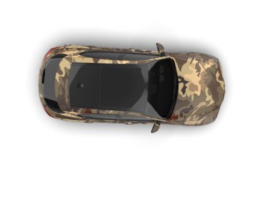 Modern araba beyaz üzerine. 3d illüstrasyon