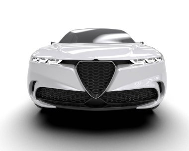 Beyaz arka planda izole edilmiş lüks araba 3 boyutlu görüntüleme