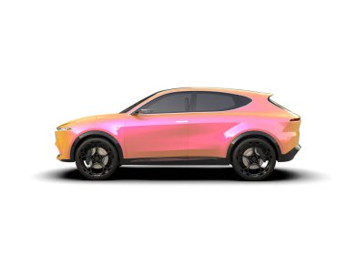 beyaz arkaplanda araba pembesi 3 boyutlu görüntüleme