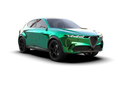 yeşil modern SUV arabası - 3D görüntüleme
