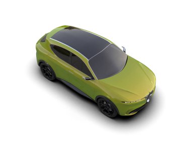 Beyaz arka planda modern elektrikli geçiş aracı - izole edilmiş 3 boyutlu illüstrasyon