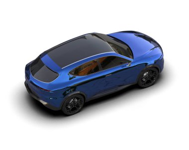 mavi modern araba - yan görünüm - yan görünüm