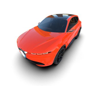 Beyaz arka planda modern bir araba. 3 Boyutlu Hazırlama.