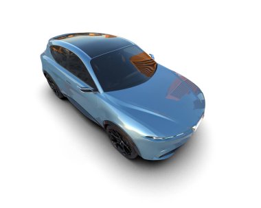 modern elektrikli araba 3 boyutlu izole edilmiş.