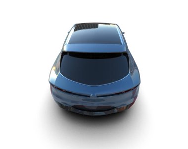 Beyaz arka planda modern bir araba. 3d oluşturma