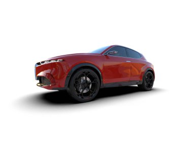 Beyaz arka planda modern bir araba. 3 d