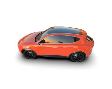 modern elektrikli araba beyaz arka planda izole edilmiş 3 boyutlu görüntüleme