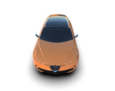 Gerçekçi turuncu spor araba beyaz arka planda izole edilmiş. Bir arabanın 3 boyutlu görüntüsü.