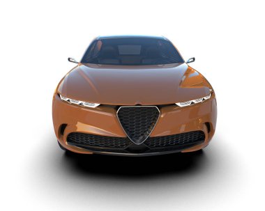 Modern araba arka planda izole edilmiş. 3d oluşturma.