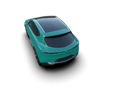 Beyaz arka planda bir arabanın üç boyutlu resmi. izole