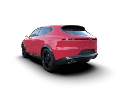 kırmızı modern spor araba - yan görünüm