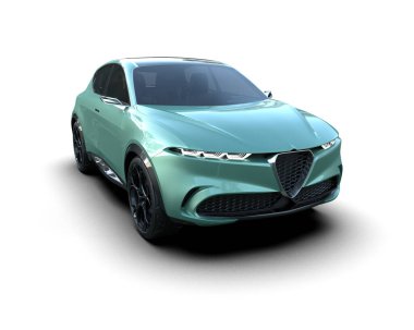 Araba beyaz arka planda izole edilmiş. 3D görüntüleme - illüstrasyon