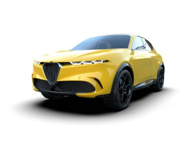 Sarı spor araba. 3d oluşturma