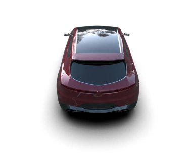 Beyaz arka planda izole edilmiş elektrikli araba 3 boyutlu görüntüleme - illüstrasyon