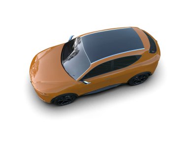 Beyaz arka planda izole edilmiş gerçekçi bir araba. 3d illüstrasyon