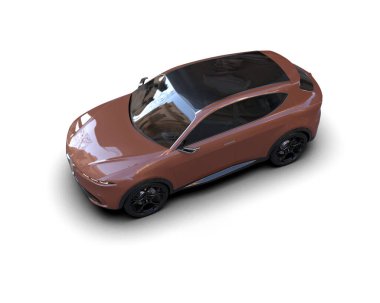 Beyaz arka planda izole edilmiş gerçekçi bir SUV arabası. 3d görüntüleme - illüstrasyon