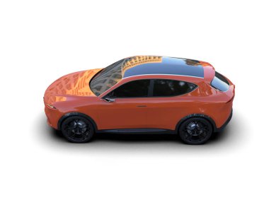 Beyaz arka planda 3 boyutlu araba.