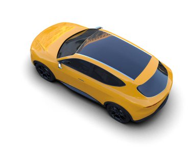 Sarı arkalı modern araba - görünüm - 3 boyutlu illüstrasyon