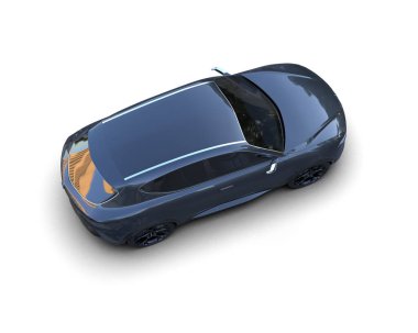 Siyah araba beyaz üzerine izole edildi - 3 boyutlu görüntüleme