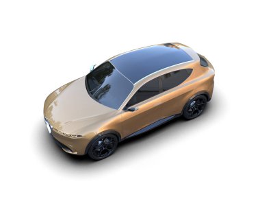 Beyaz arka planda bir araba. 3d oluşturma.