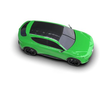 elektrik yeşili modern araba - üst görünüm