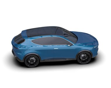 mavi lüks modern SUV araba - yan görünüm