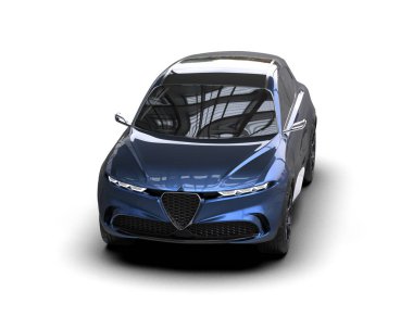 - Araba. Siyah arka planda bir şehir arabası. 3d oluşturma