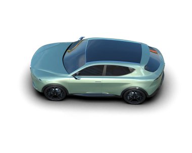 Beyaz arka planda şehir arabası. 3d oluşturma.